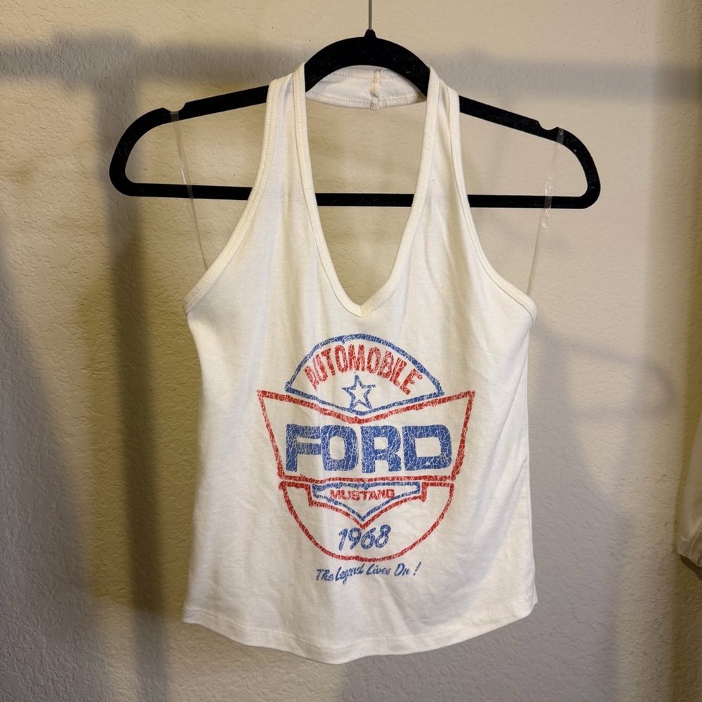 Ford Vintage Graphic White halter Top